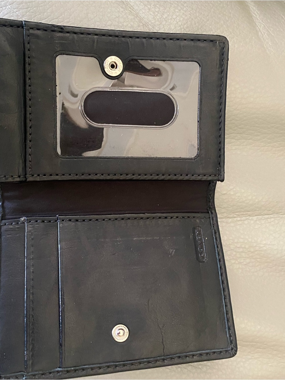Coach Black Leather Card Holder with Silver Logo - Picture 3 of 5